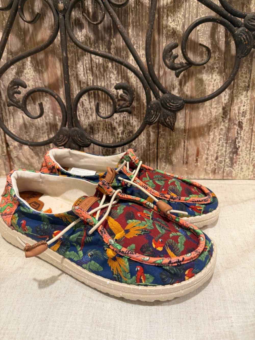 Hey Dude Blue and Green Slip-On Loafers Margaritaville size 10